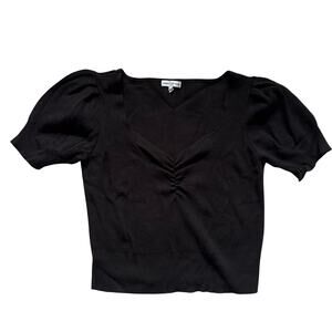 Express Black Knit Sweetheart Cropped Top L